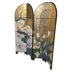 Paravent français en quatre panneaux par Fournier Decoration Paris, années 1980.