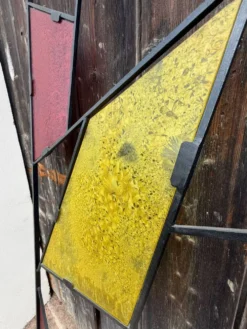 Paravent géométrique moderne du milieu du siècle avec verre coloré texturé, années 1970-1980