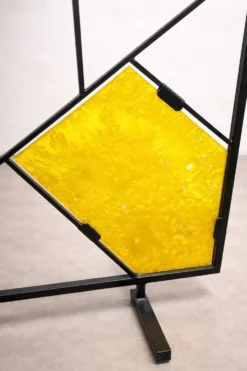 Paravent géométrique moderne du milieu du siècle avec verre coloré texturé, années 1970-1980