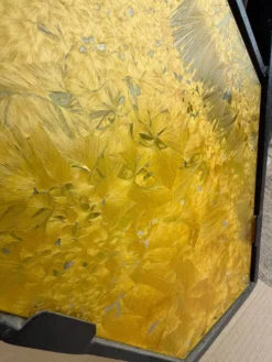 Paravent géométrique moderne du milieu du siècle avec verre coloré texturé, années 1970-1980