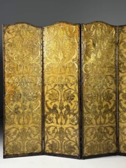 Paravent jaune et doré du 19ème siècle