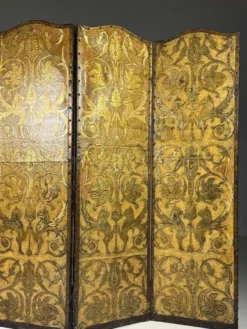 Paravent jaune et doré du 19ème siècle