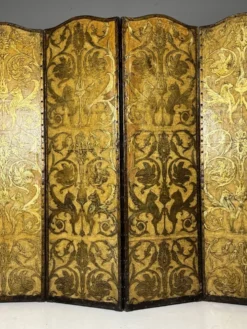 Paravent jaune et doré du 19ème siècle