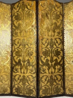 Paravent jaune et doré du 19ème siècle