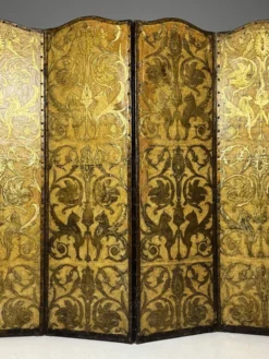 Paravent jaune et doré du 19ème siècle