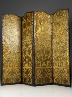 Paravent jaune et doré du 19ème siècle