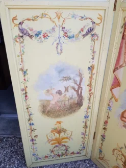 Paravent à motifs peint 1940/1950