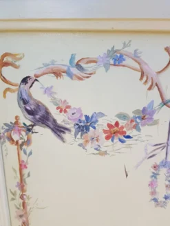 Paravent à motifs peint 1940/1950