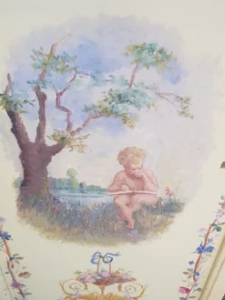 Paravent à motifs peint 1940/1950