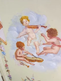Paravent à motifs peint 1940/1950