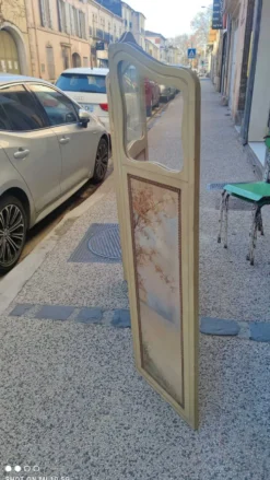 Paravent ou écran en bois peint et toile peinte