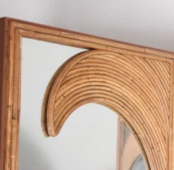 Paravent « palmes » en rotin et miroirs