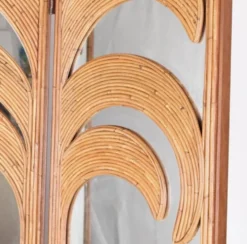 Paravent « palmes » en rotin et miroirs