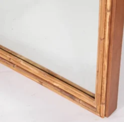 Paravent « palmes » en rotin et miroirs