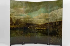 Paravent par Bernard Cuenin au paysage laqué, circa 1970