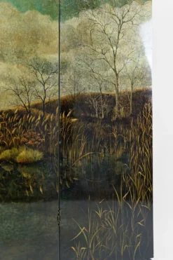 Paravent par Bernard Cuenin au paysage laqué, circa 1970