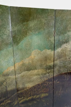 Paravent par Bernard Cuenin au paysage laqué, circa 1970