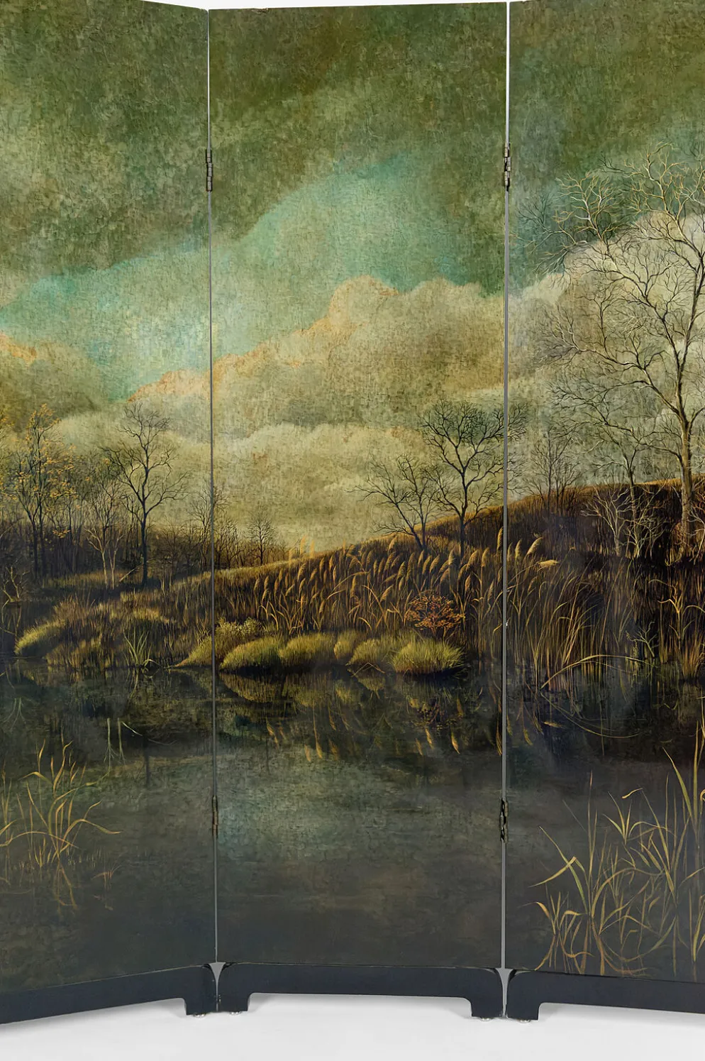 Paravent par Bernard Cuenin au paysage laqué, circa 1970