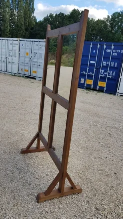 Paravent - partition en teck birman ancien / 4 panneaux miroirs recto-verso