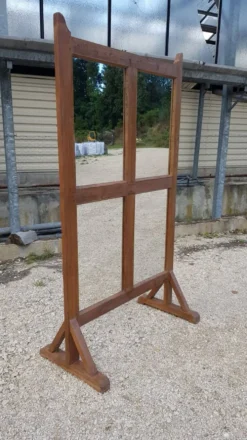 Paravent - partition en teck birman ancien / 4 panneaux miroirs recto-verso