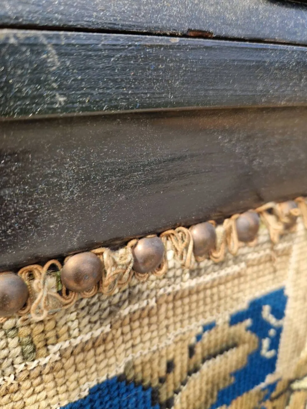 Paravent pliable en bois peint noir, 19ème siècle