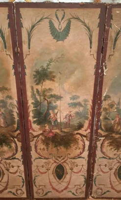 Paravent époque Louis XVI huile sur toiles
