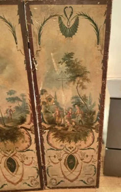 Paravent époque Louis XVI huile sur toiles