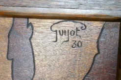 Paravent Pyrogravé, Ville Médiévale Méditerranéenne, Art Nouveau/Déco, 1930