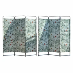 2 paravents 3 panneaux en tube métal et tissu des années 50