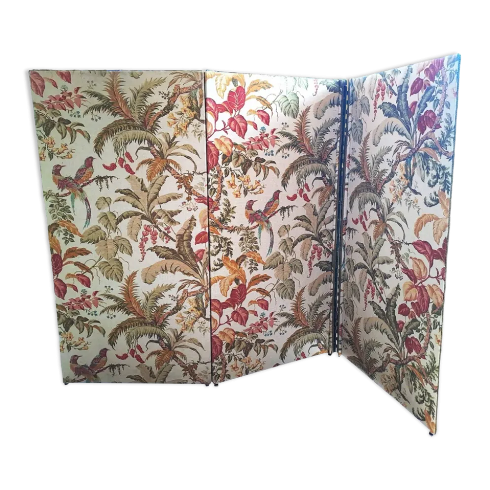 Paravent Tapissier 30'S France toile imprimée XX style classique 3 volets