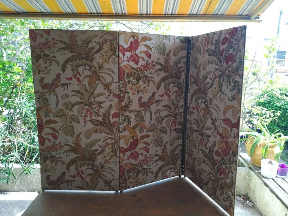 Paravent Tapissier 30'S France toile imprimée XX style classique 3 volets