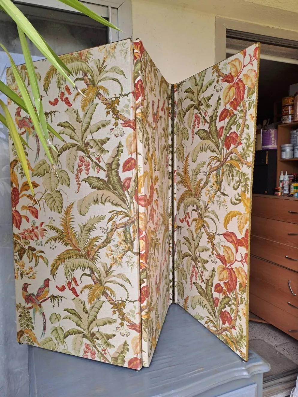 Paravent Tapissier 30'S France toile imprimée XX style classique 3 volets