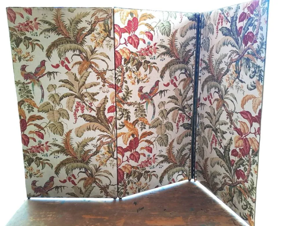 Paravent Tapissier 30'S France toile imprimée XX style classique 3 volets