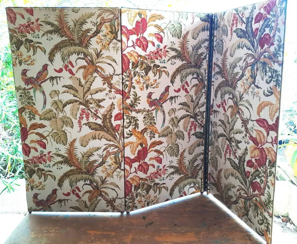 Paravent Tapissier 30'S France toile imprimée XX style classique 3 volets