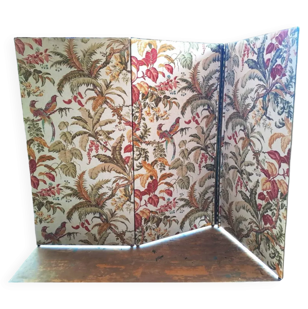 Paravent Tapissier 30'S France toile imprimée XX style classique 3 volets