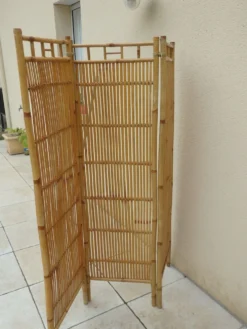 Paravent vintage année 60 rotin bambou