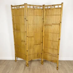 Paravent vintage en rotin et bambou 3 volets