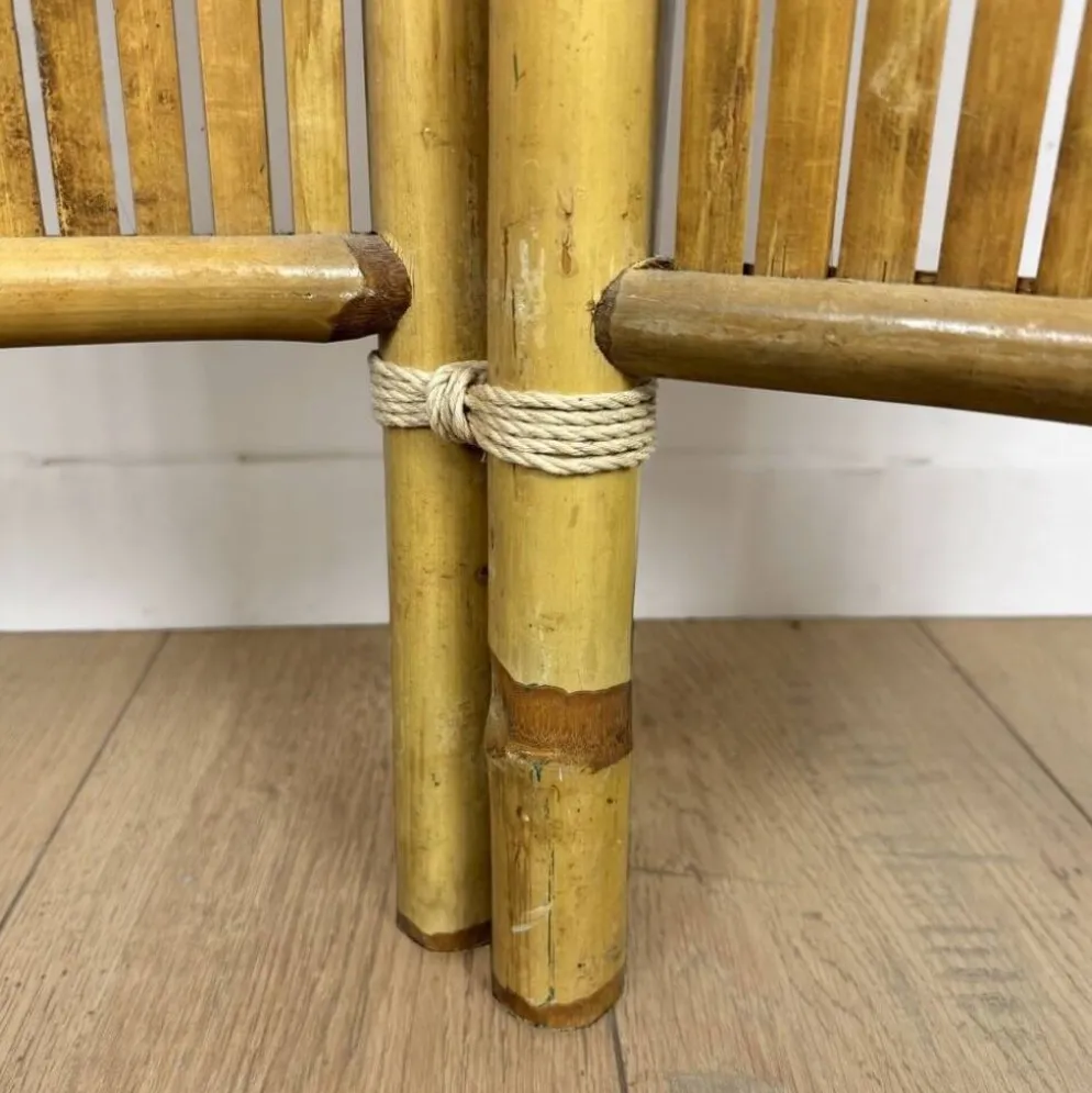 Paravent vintage en rotin et bambou 3 volets