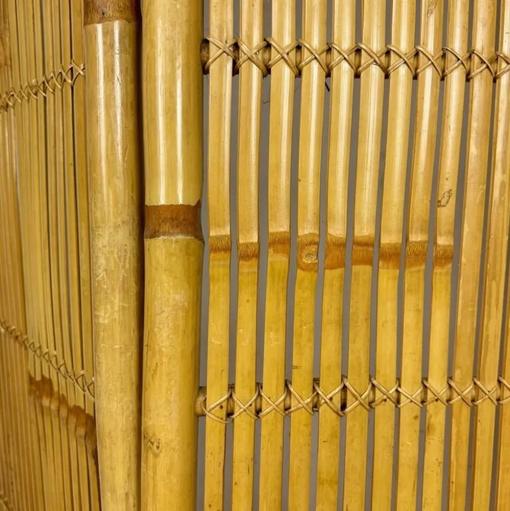 Paravent vintage en rotin et bambou 3 volets