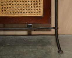 Paravent vintage 3 panneaux en fer forgé, bergère et bois dur