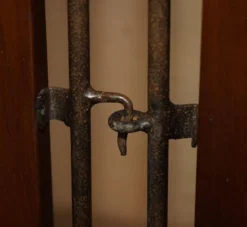 Paravent vintage 3 panneaux en fer forgé, bergère et bois dur