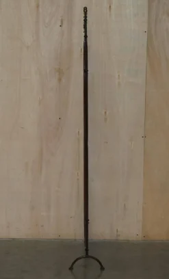 Paravent vintage 3 panneaux en fer forgé, bergère et bois dur