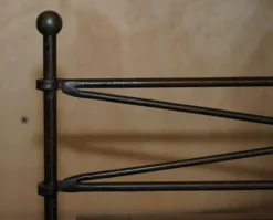 Paravent vintage 3 panneaux en fer forgé, bergère et bois dur