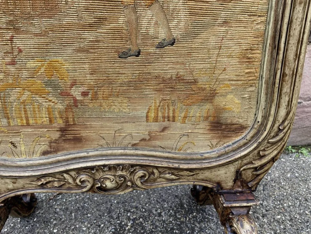 pare feu cheminée Louis XV Rocaille noyer XIXeme