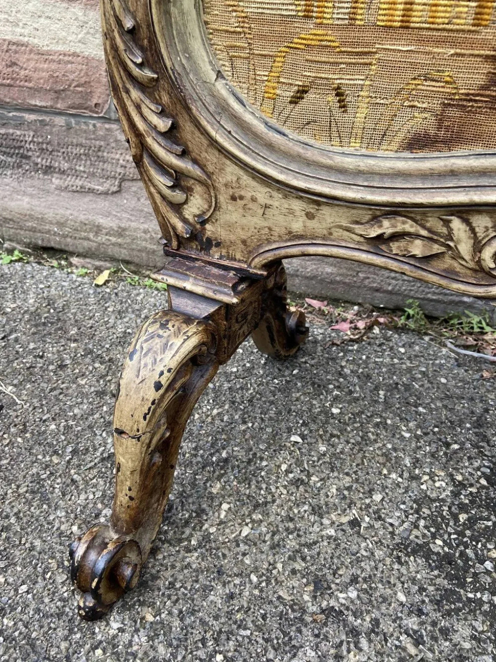 pare feu cheminée Louis XV Rocaille noyer XIXeme
