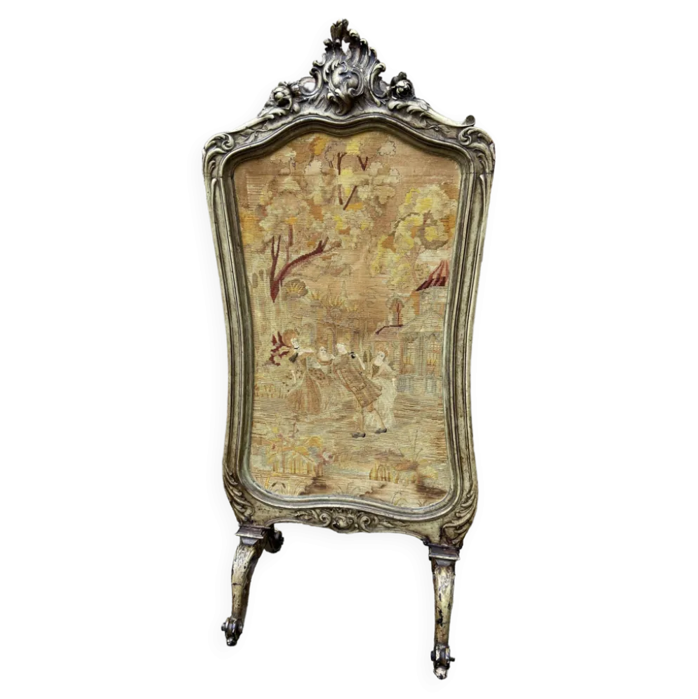pare feu cheminée Louis XV Rocaille noyer XIXeme