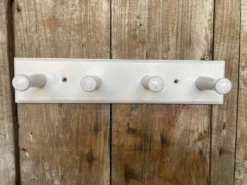 Patère Ancienne Porte Manteau Mural x4 Bois Blanc Vintage #E433
