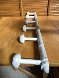 Patère Ancienne Porte Manteau Mural x6 Bois Blanc Années 60 Vintage