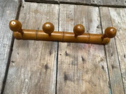 Patère ancienne, porte-manteau mural vintage en bois style bambou