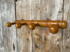 Patère ancienne, porte-manteau mural vintage en bois style bambou